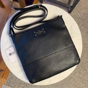 Kate Spade Bay Street Cora Crossbody Purse Bag, Black Chunky Pebbled Leather NWT